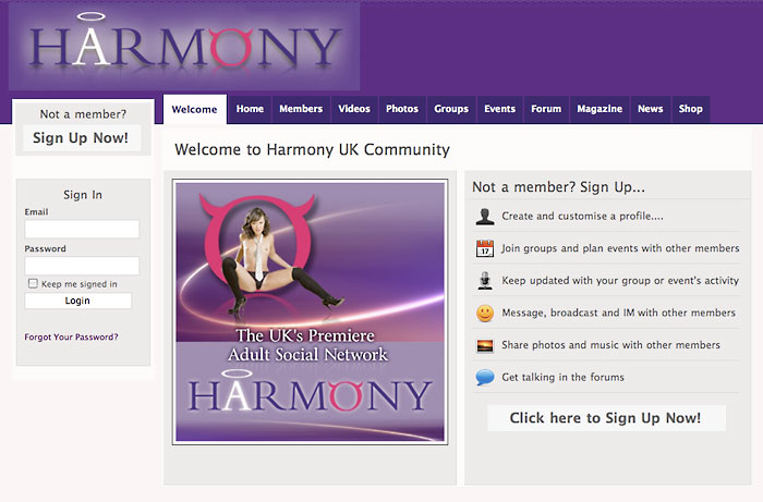 Harmony Social Network Screen Capture Courtesy of Plan 9 Media