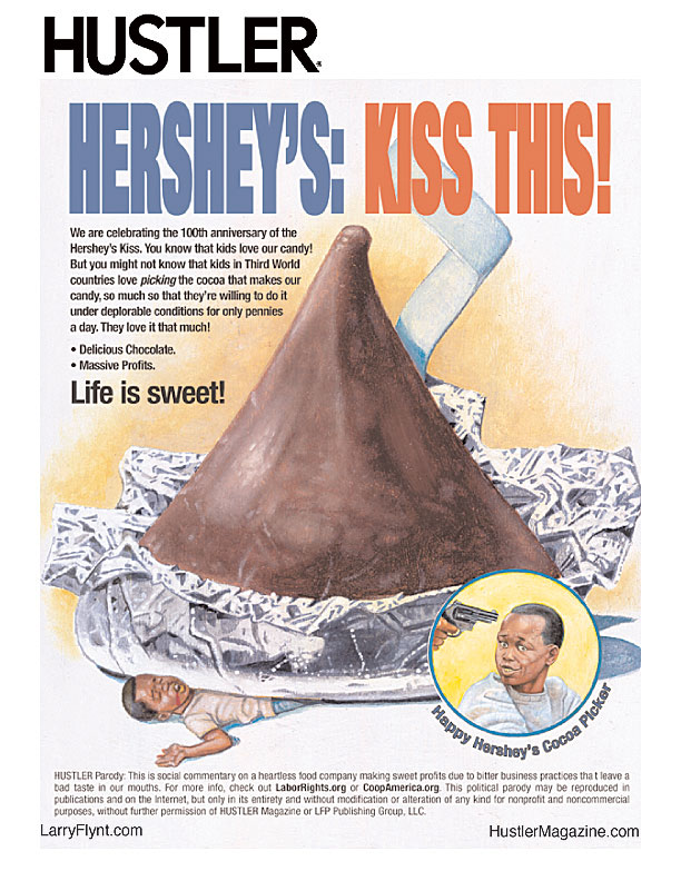 Chocolate Killer August 2008 Hustler Ad Parody Courtesy of Hustler Magazine