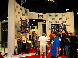 Fans and press mingle in front of the Wicked booth