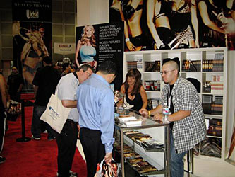 Wicked&rsquo;s sales manager Bonnie Kail and post-production assistant David Estrada help Erotica LA goers with their questions about the newest Wicked products