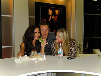 Kirsten Price shares her lunch with Power 106’s Eddie Simon and Wicked’s Vice-President of Special Projects Joy King